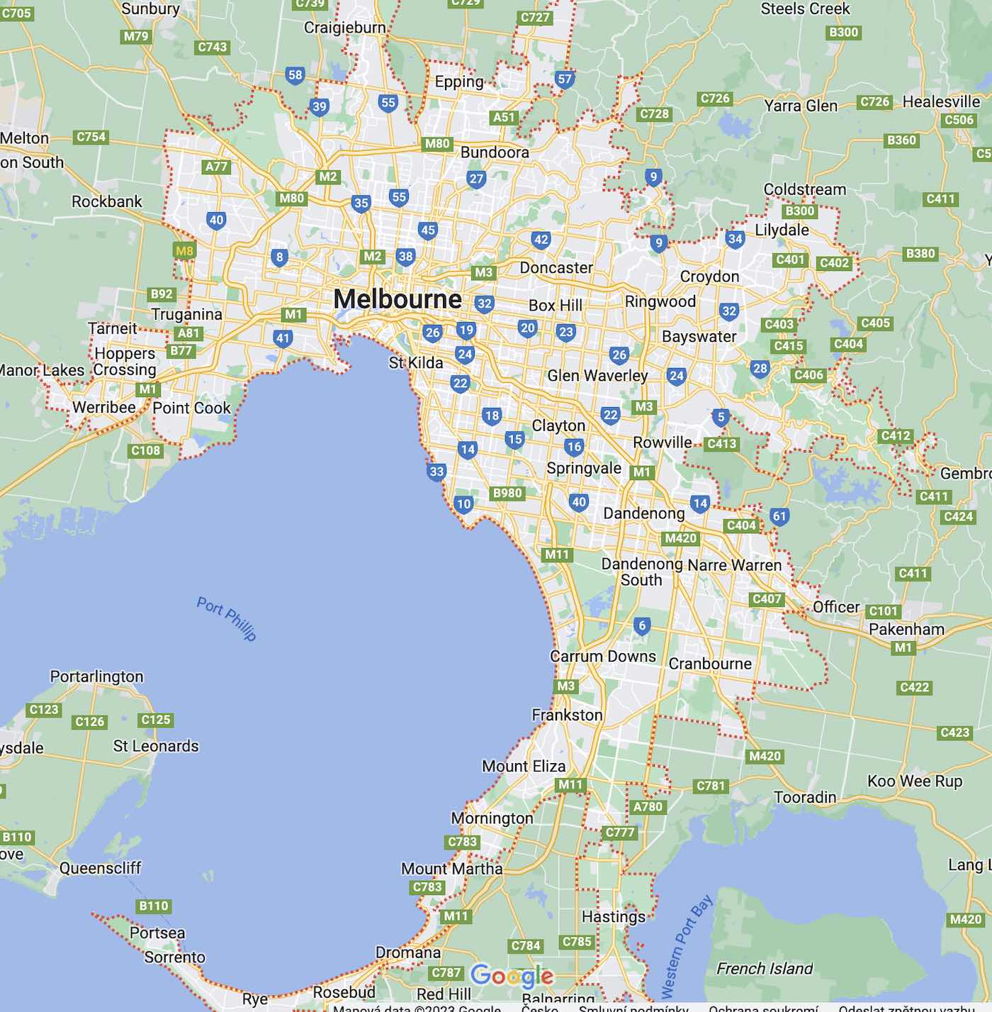mapa Melbourne