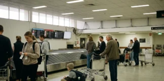 Letiště Adelaide (ADL): doprava, terminál a ceny Cestovatelé sbírající zavazadla na pásu baggage claim v terminálu letiště Adelaide